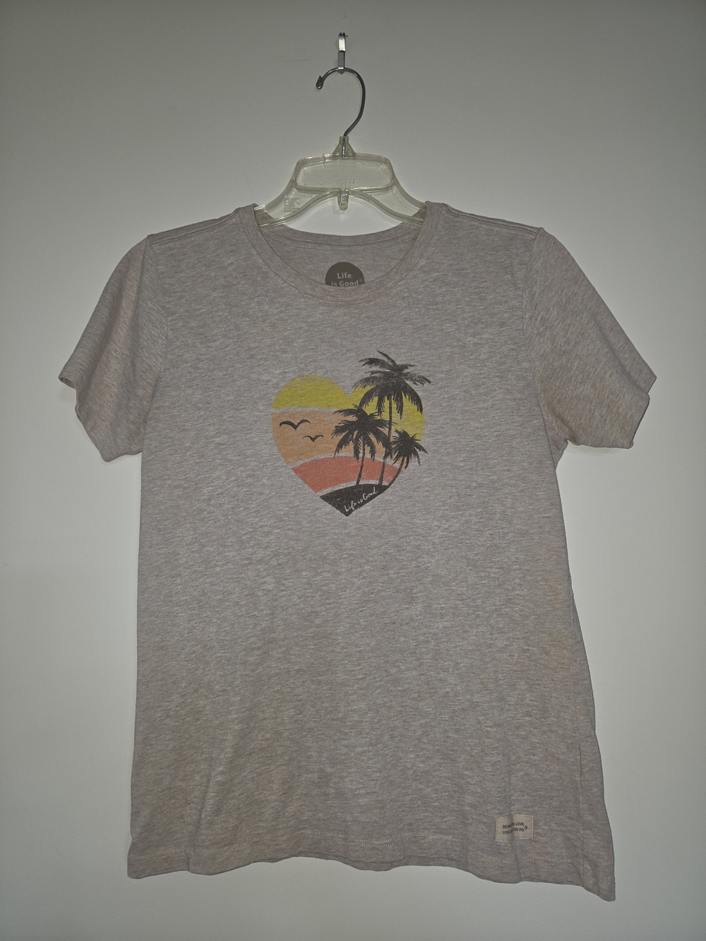 Life Is Good Crusher Tee in Beige with Sunset